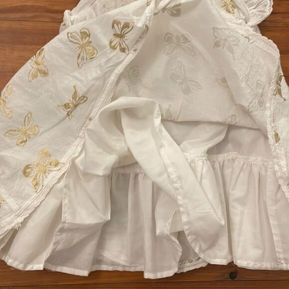 Rachel Zoe Butterfly Dress Girls Size 3T White Gold Flutter Sleeve - Picture 5 of 9